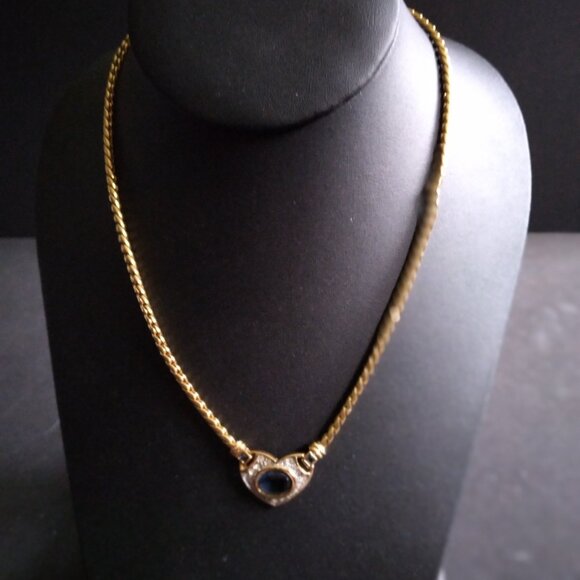 Beautiful Heavy Link Gold Filled Chain with Blue Saffire Heart - Picture 6 of 8